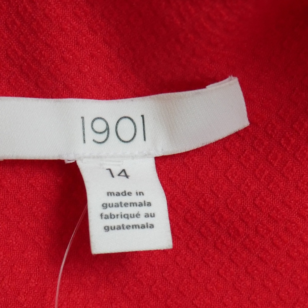 NWT 1901 Sleeveless Red Flare Bow Shoulder Dress - Picture 7 of 8